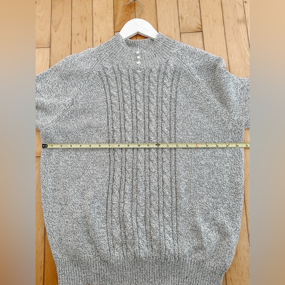 Karen Scott - Mock Neck Knit Sweater - Grey Pearl Buttons - Size XL - Picture 7 of 8